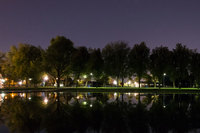 Lights across the reflecting pool, Washington, DC