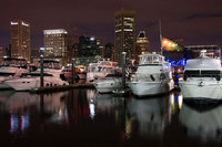 Night at the Inner Harbor dock, Baltimore, MD