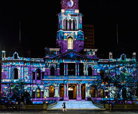 Holiday projection on City Hall, Sydney, Australia