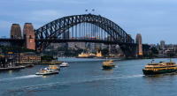 Ferries crossing the harbor, Sydney, Australia