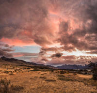 Light box sunset, El Chalten, Argentina